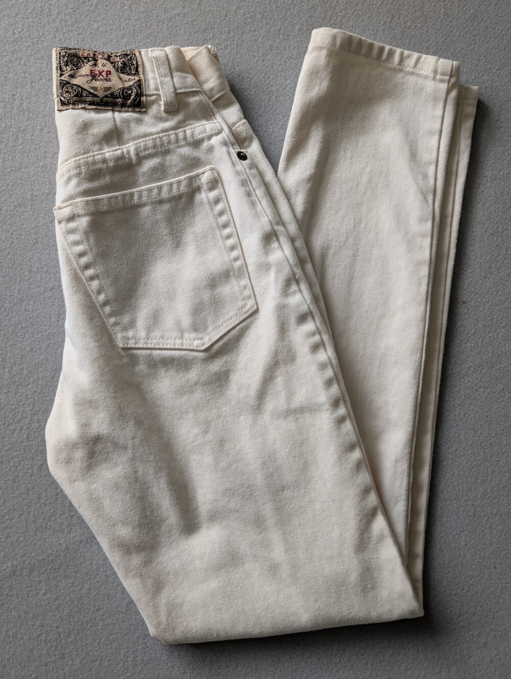 Vintage 90s Express No. 4 Jeans Cream White Slim Mom Jeans Sz 1/2 High Rise USA